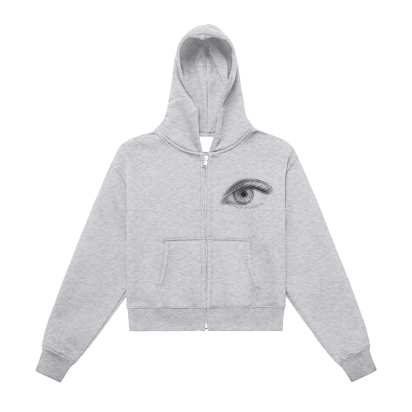 Fleeced Zip-Up Cropped Hoodie