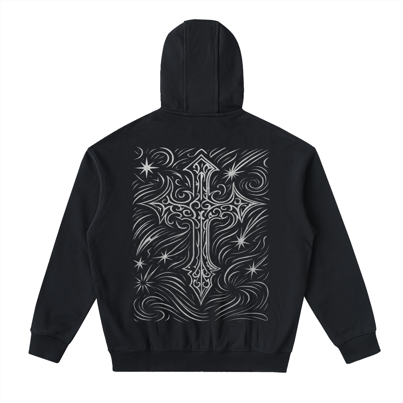 Mens Cross Drop-Shoulder Zip Up Hoodie