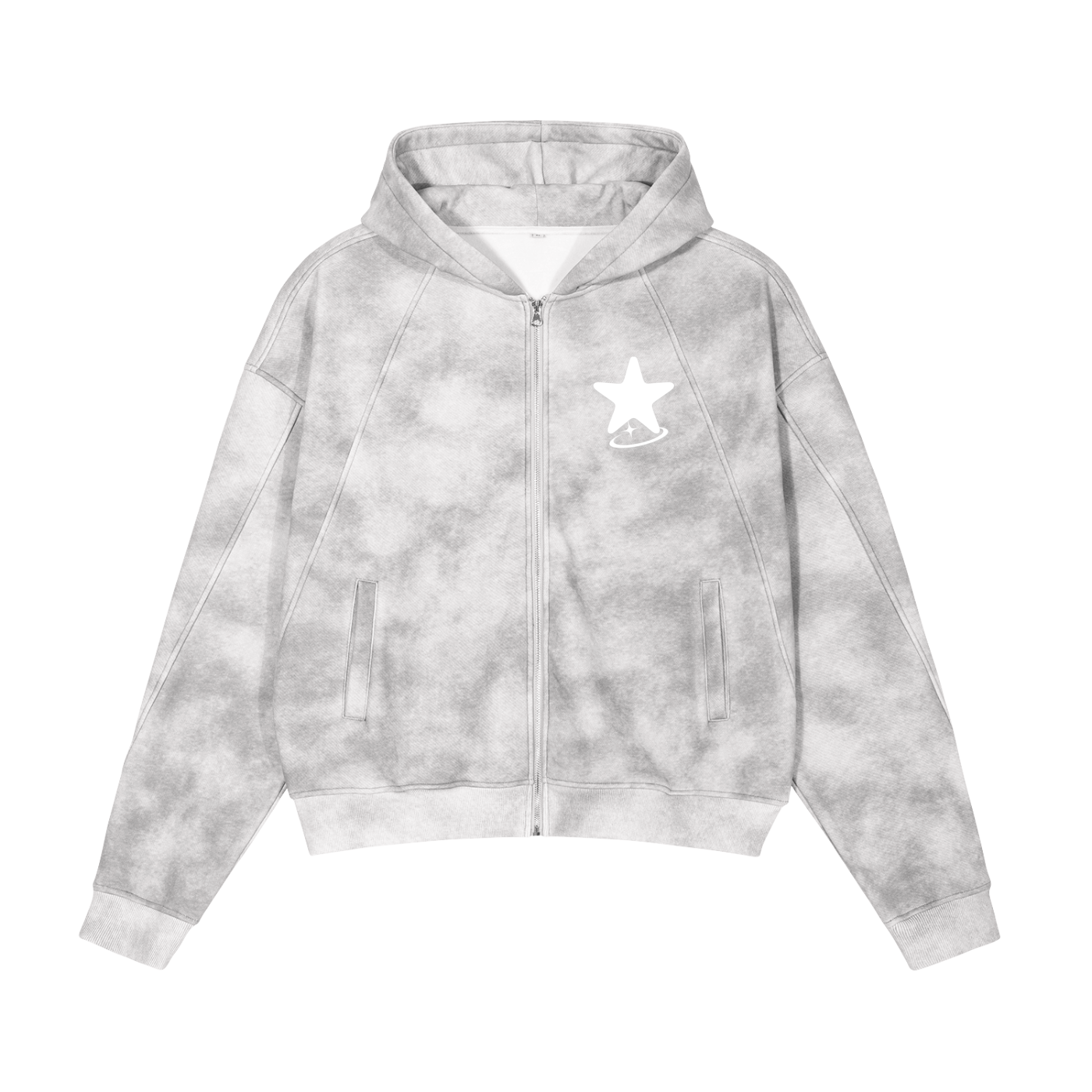 Mens Baby Face Dirty Washed Zip-Up Fleece Hoodie