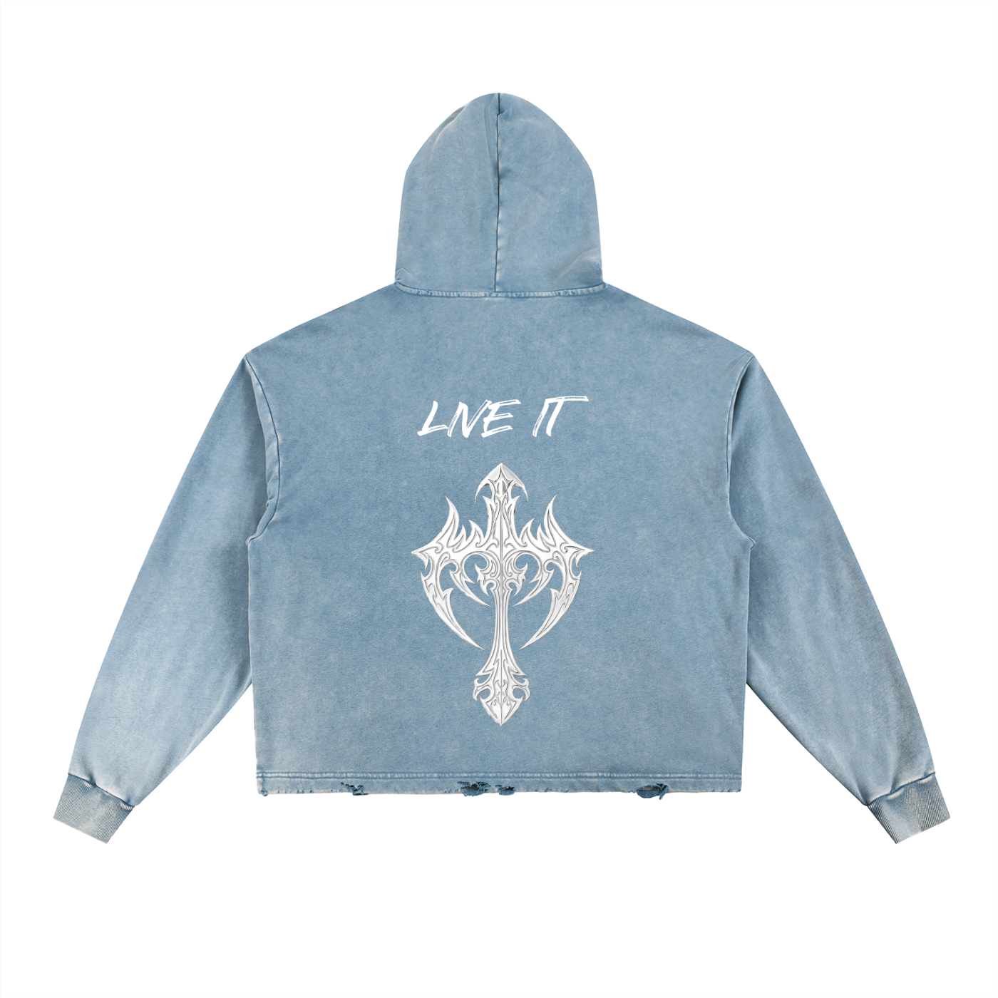 Vintage Washed Frayed-Hem Hoodie
