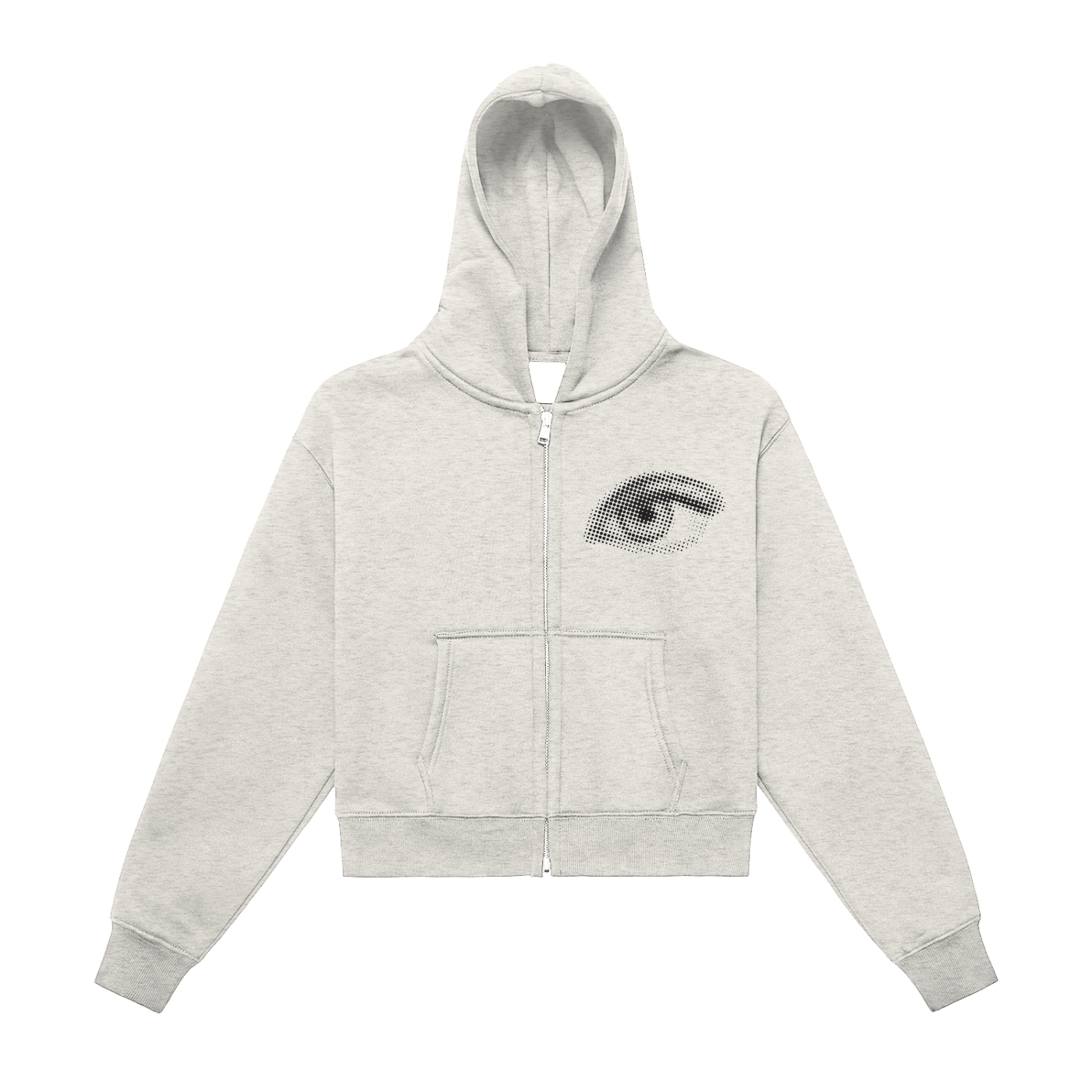 Fleeced Zip-Up Cropped Hoodie