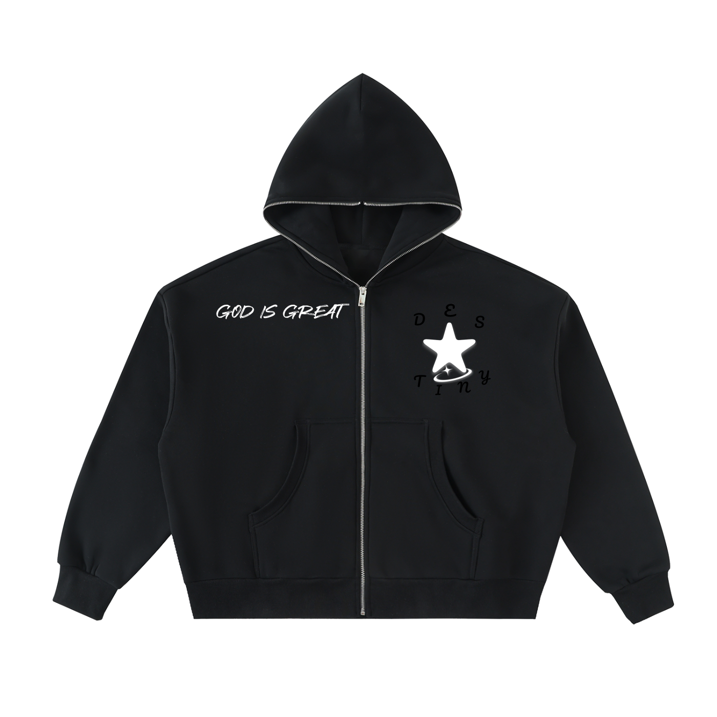 full zip "god is great" hoodie