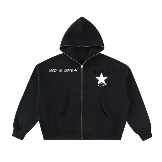 full zip "god is great" hoodie